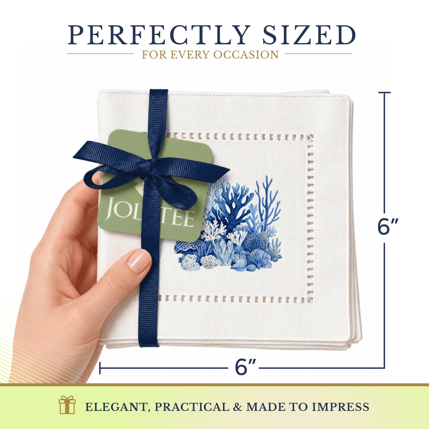 Blue Corals Hemstitch Napkins