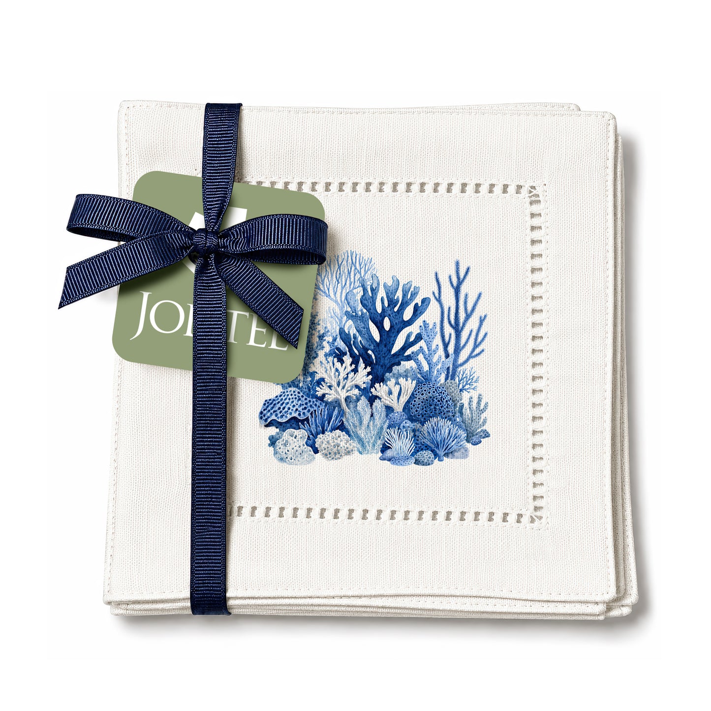 Blue Corals Hemstitch Napkins