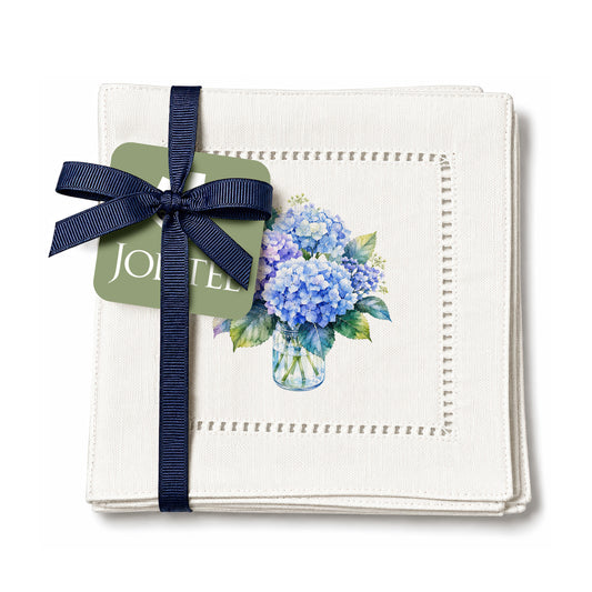 Starter Set Blue Hydrangeas Hemstitch Napkins
