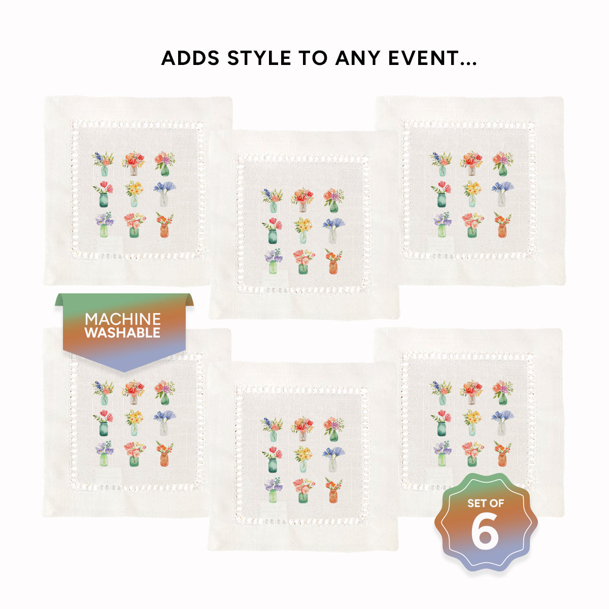 Bouquets Hemstitch Napkins