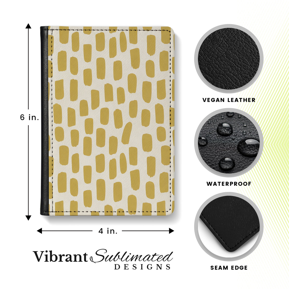 Jolitee Passport Holder, PU Vegan Leather, Brown Spots, Black Back