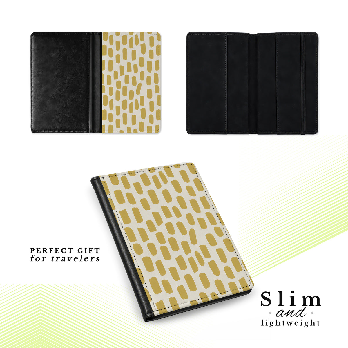 Jolitee Passport Holder, PU Vegan Leather, Brown Spots, Black Back