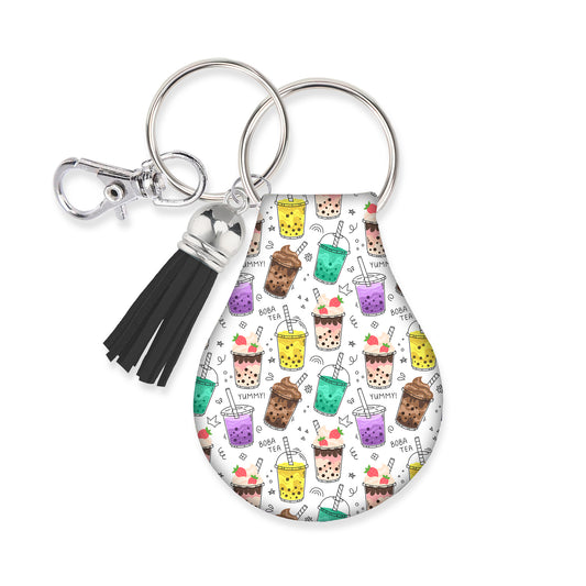 Jolitee Neoprene AirTag Compatible Case Keychain – Durable & Stylish Holder with Secure Ring and Clip, Compatible with Apple AirTag (Bubble Tea)