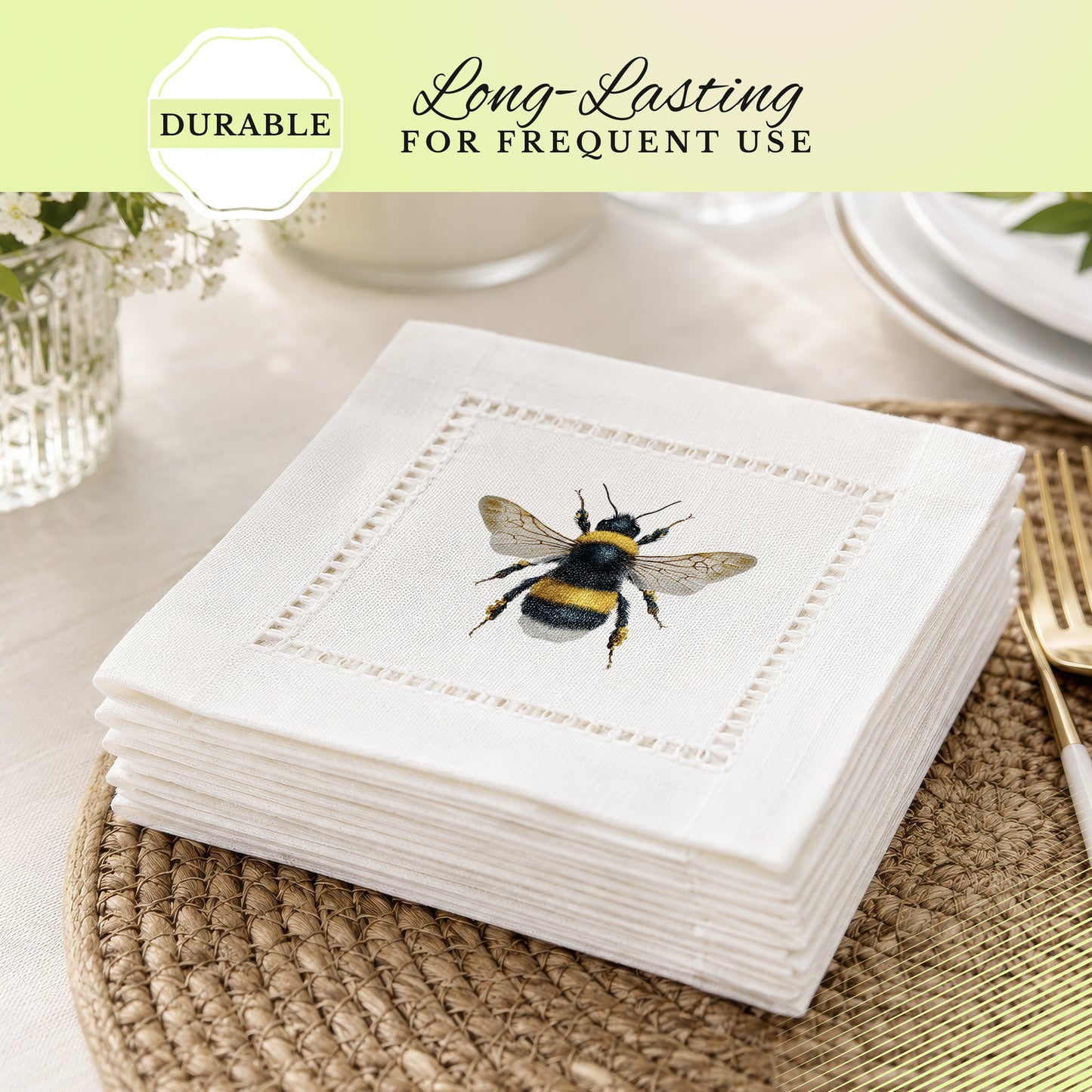 BumbleBee Hemstitch Napkins