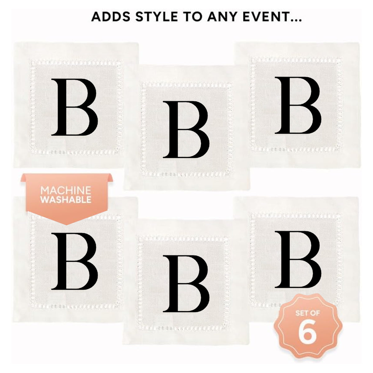 Monogram Serif - B Hemstitch Napkins