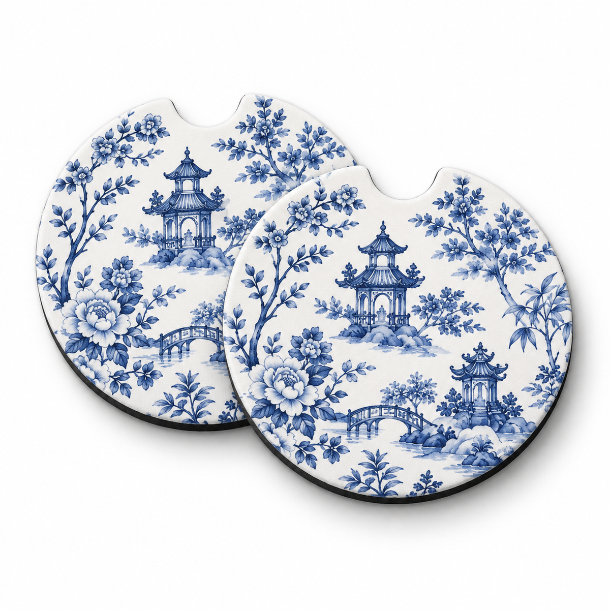 Jolitee Florals Car Coasters, Absorbent Neoprene Cup Holder