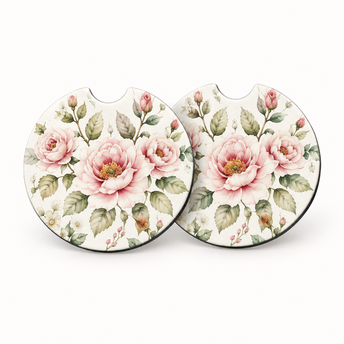 Jolitee Florals Car Coasters, Absorbent Neoprene Cup Holder