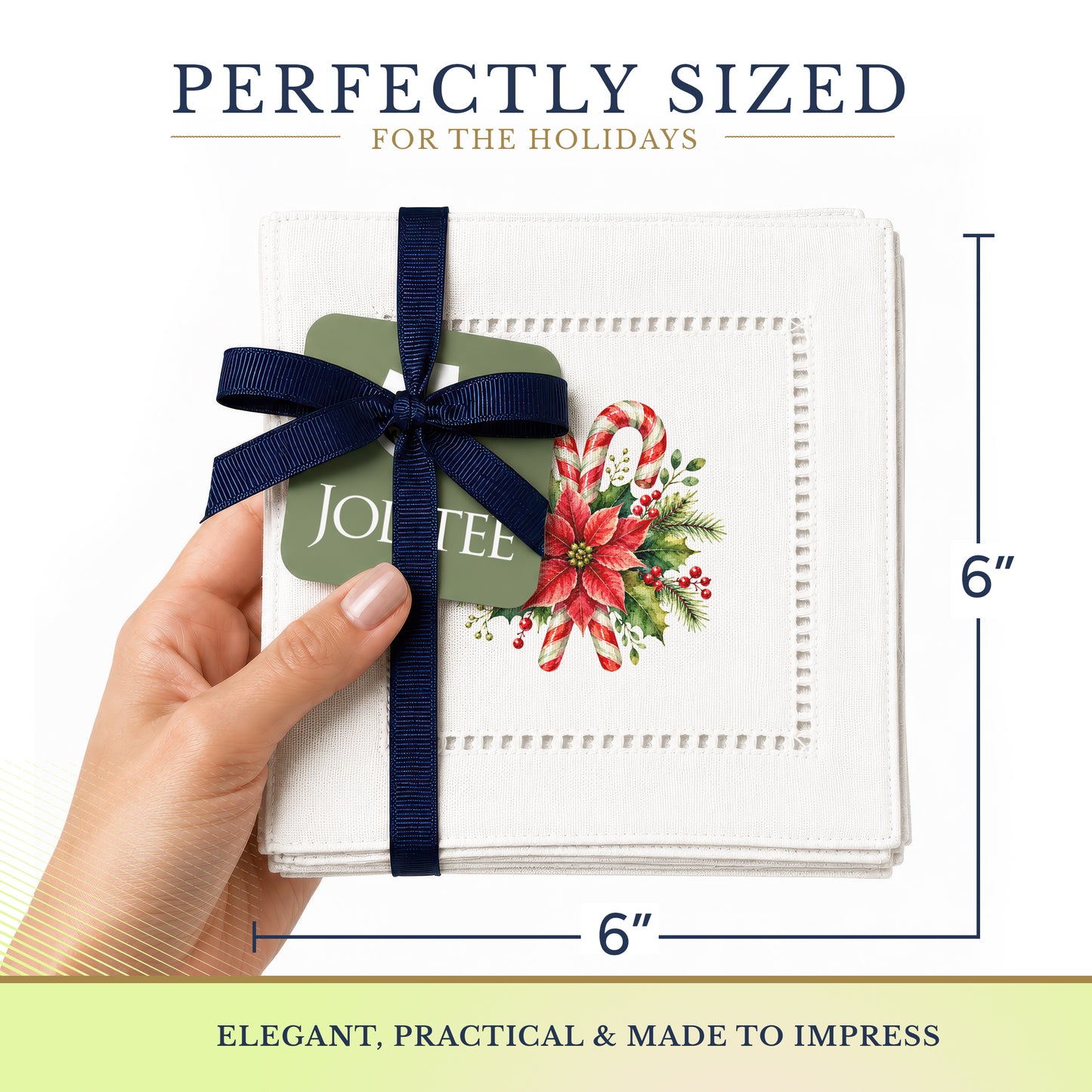 Holiday Hostess Candy Cane Hemstitch Napkins