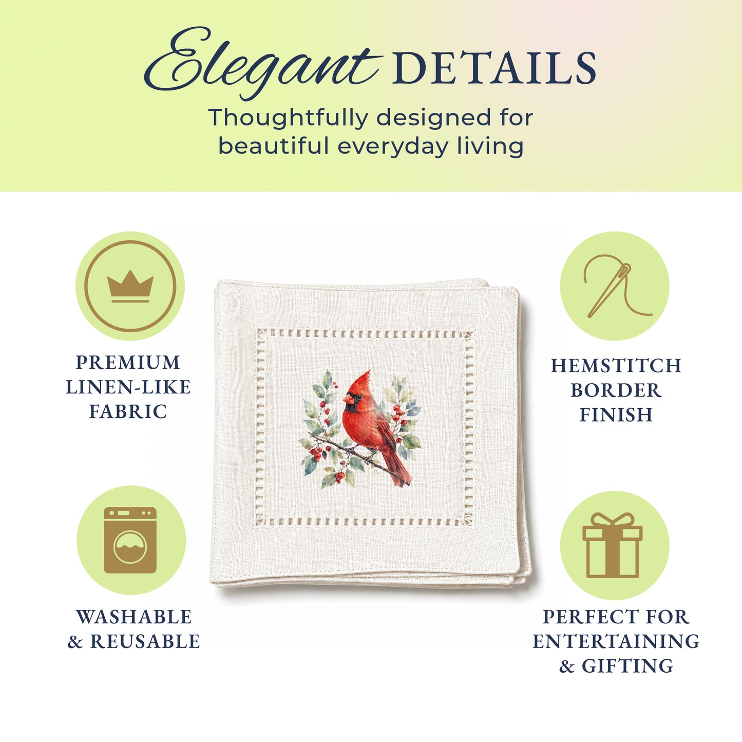 Starter Set Blue Cardinal Hemstitch Napkins