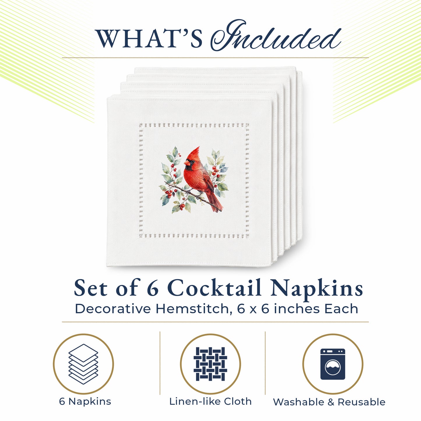 Starter Set Blue Cardinal Hemstitch Napkins