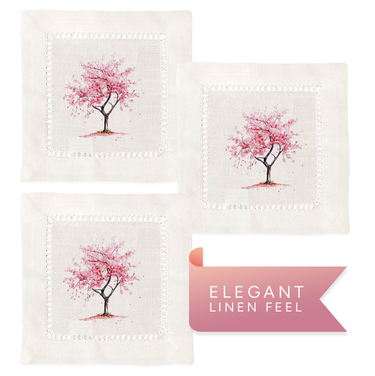 Cherry Blossoms Hemstitch Napkins