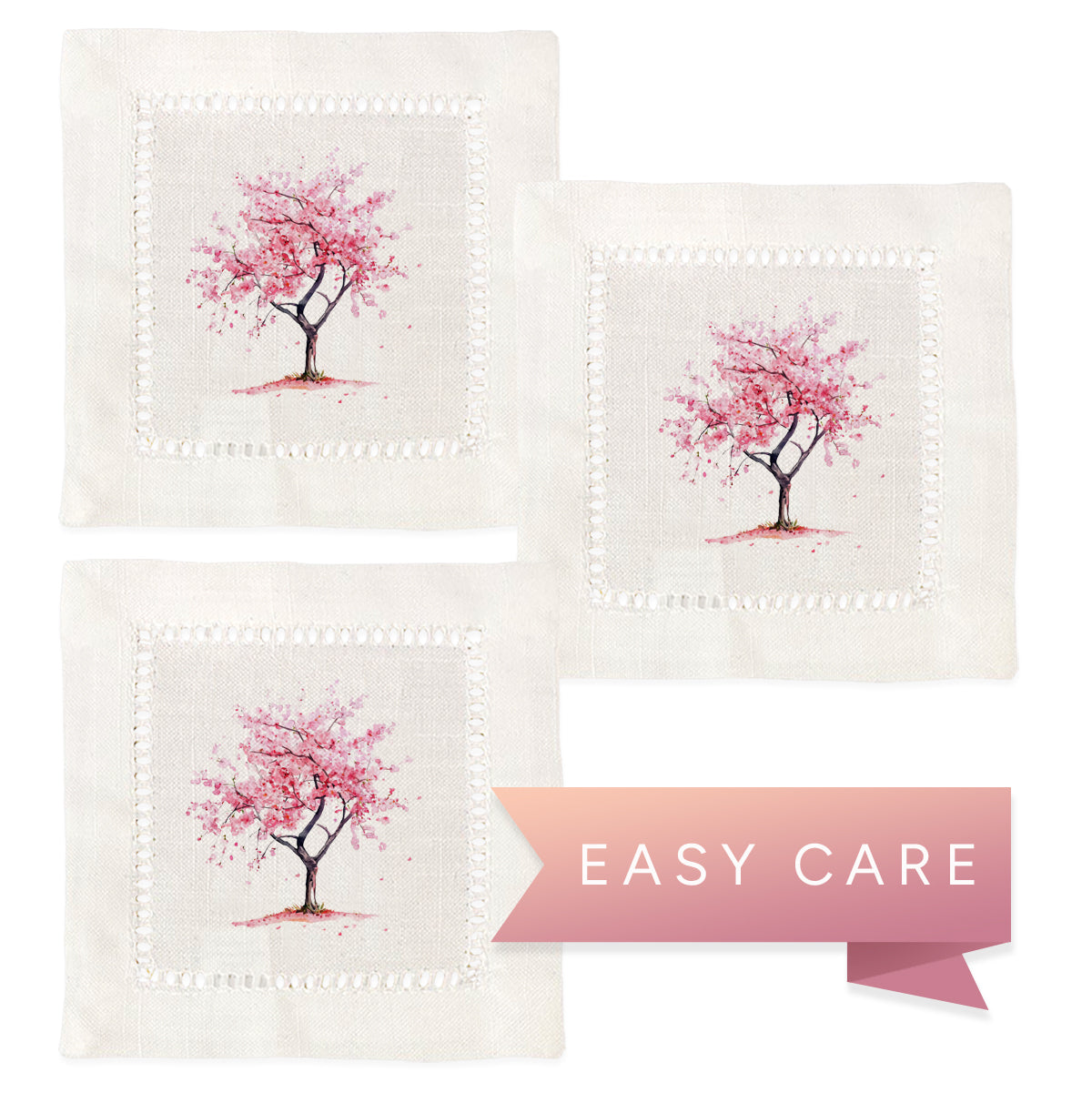 Cherry Blossoms Hemstitch Napkins