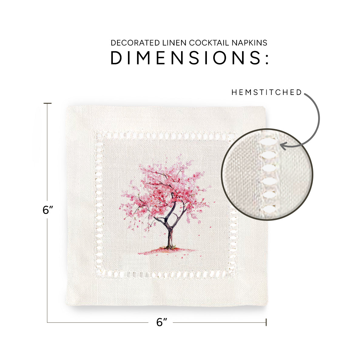Cherry Blossoms Hemstitch Napkins
