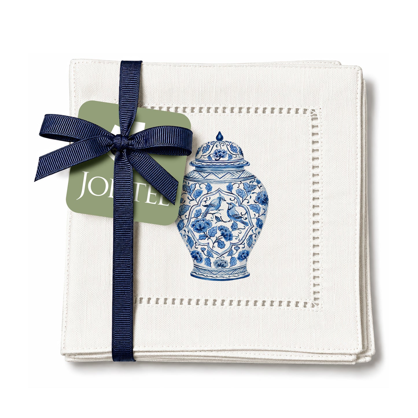 Chinoiserie Birds Hemstitch Napkins