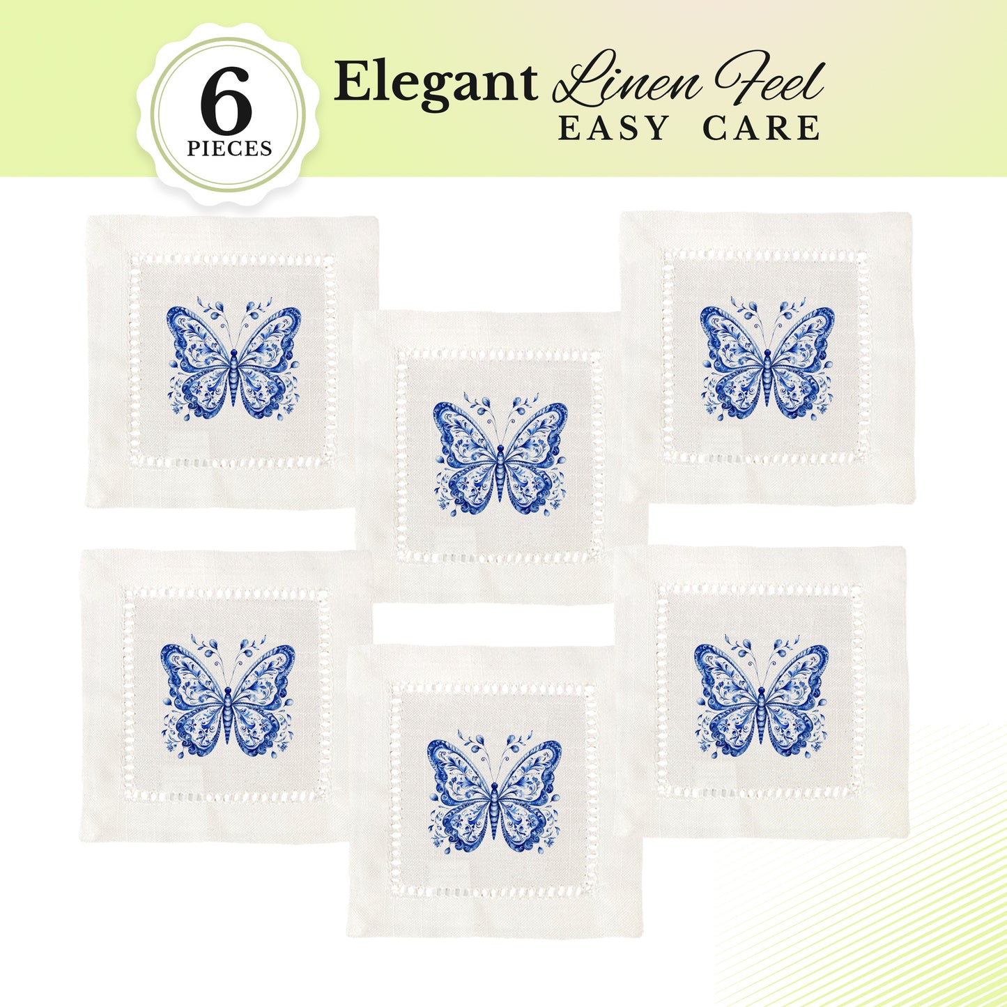 Chinoiserie Butterfly Hemstitch Napkins