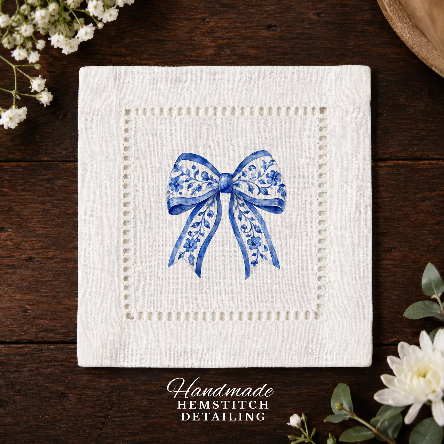 Chinoiserie Bow Hemstitch Napkins