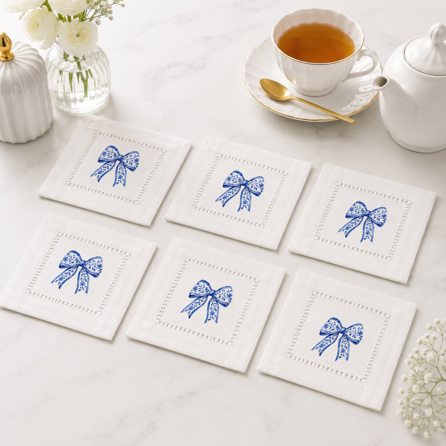 Chinoiserie Bow Hemstitch Napkins