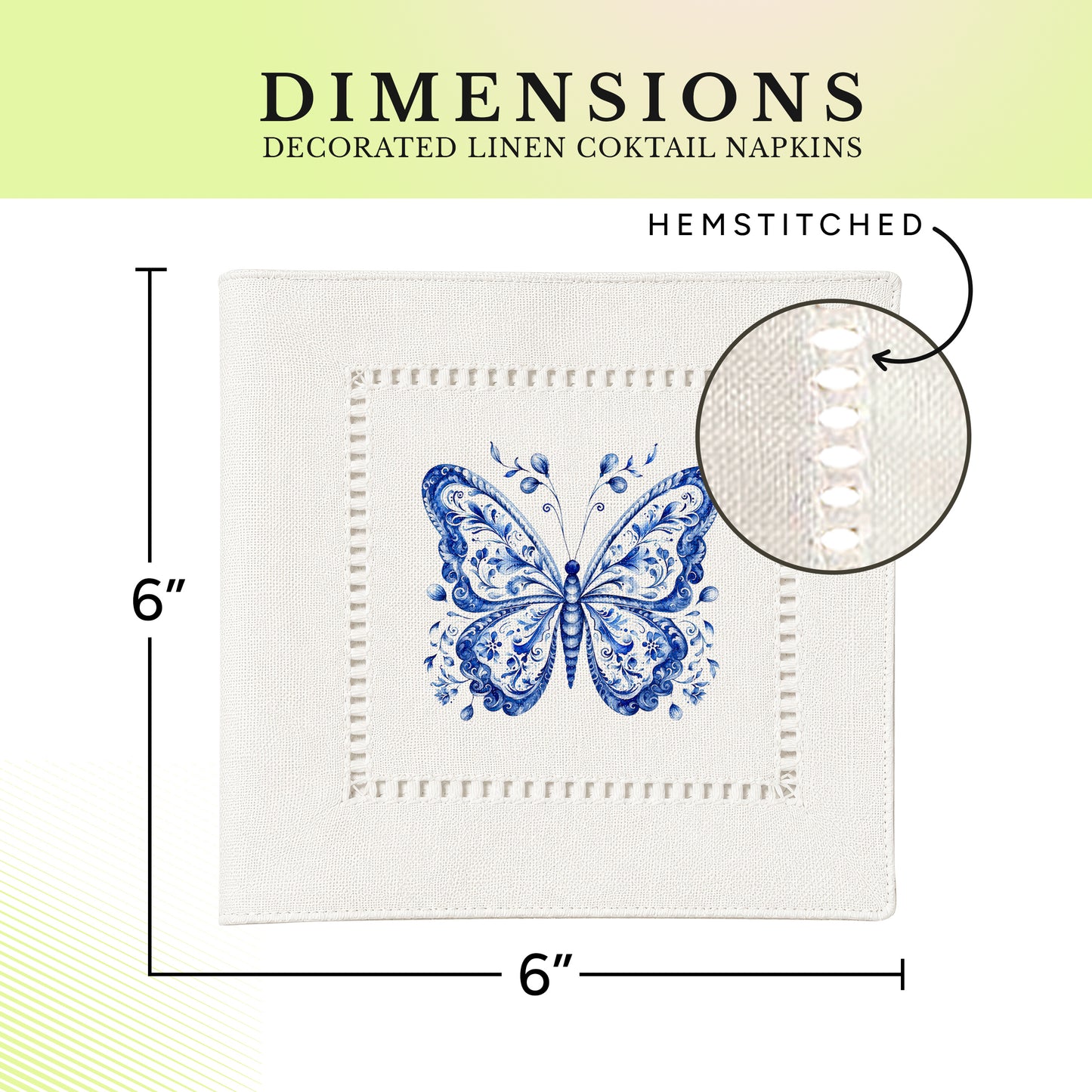 Chinoiserie Butterfly Hemstitch Napkins