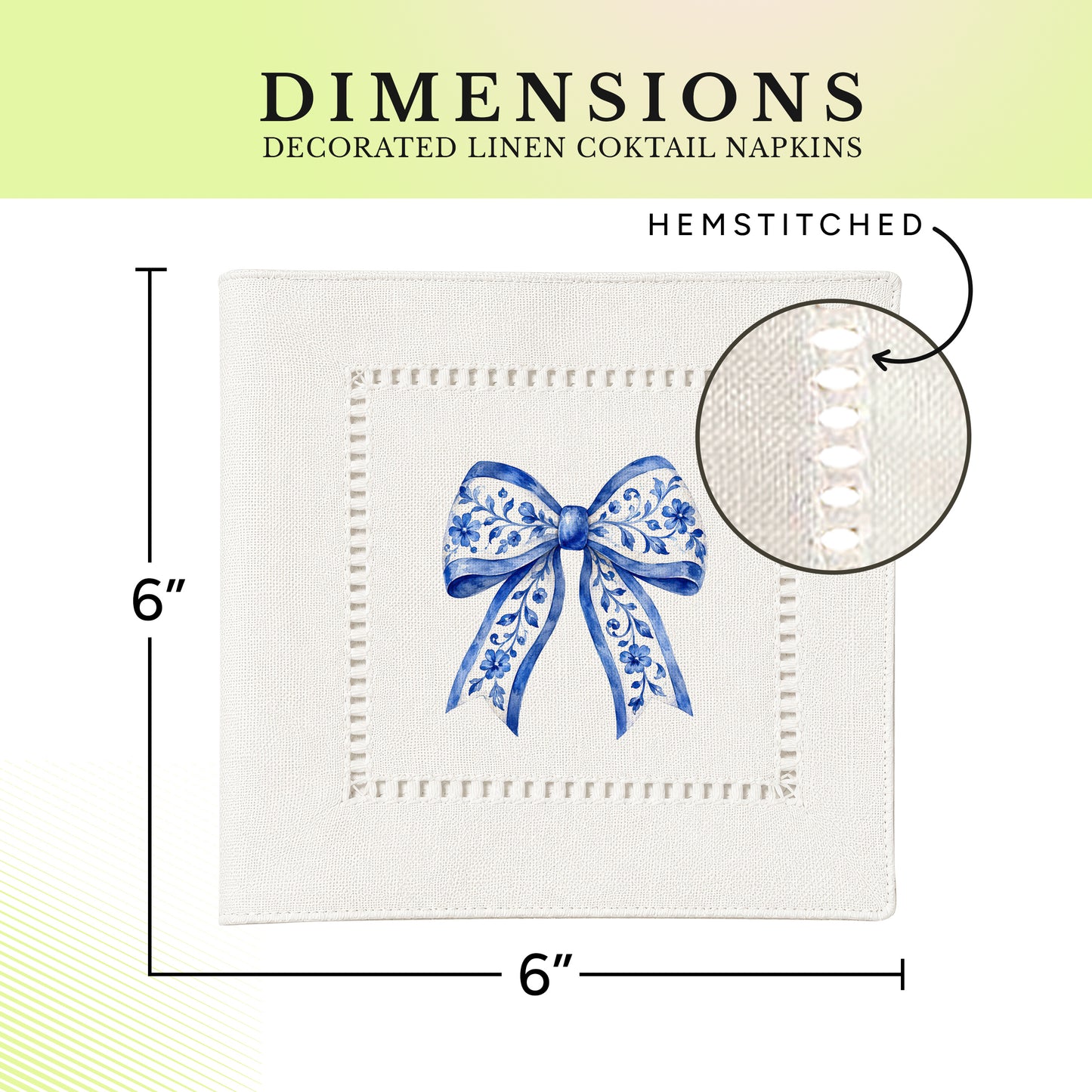 Chinoiserie Bow Hemstitch Napkins