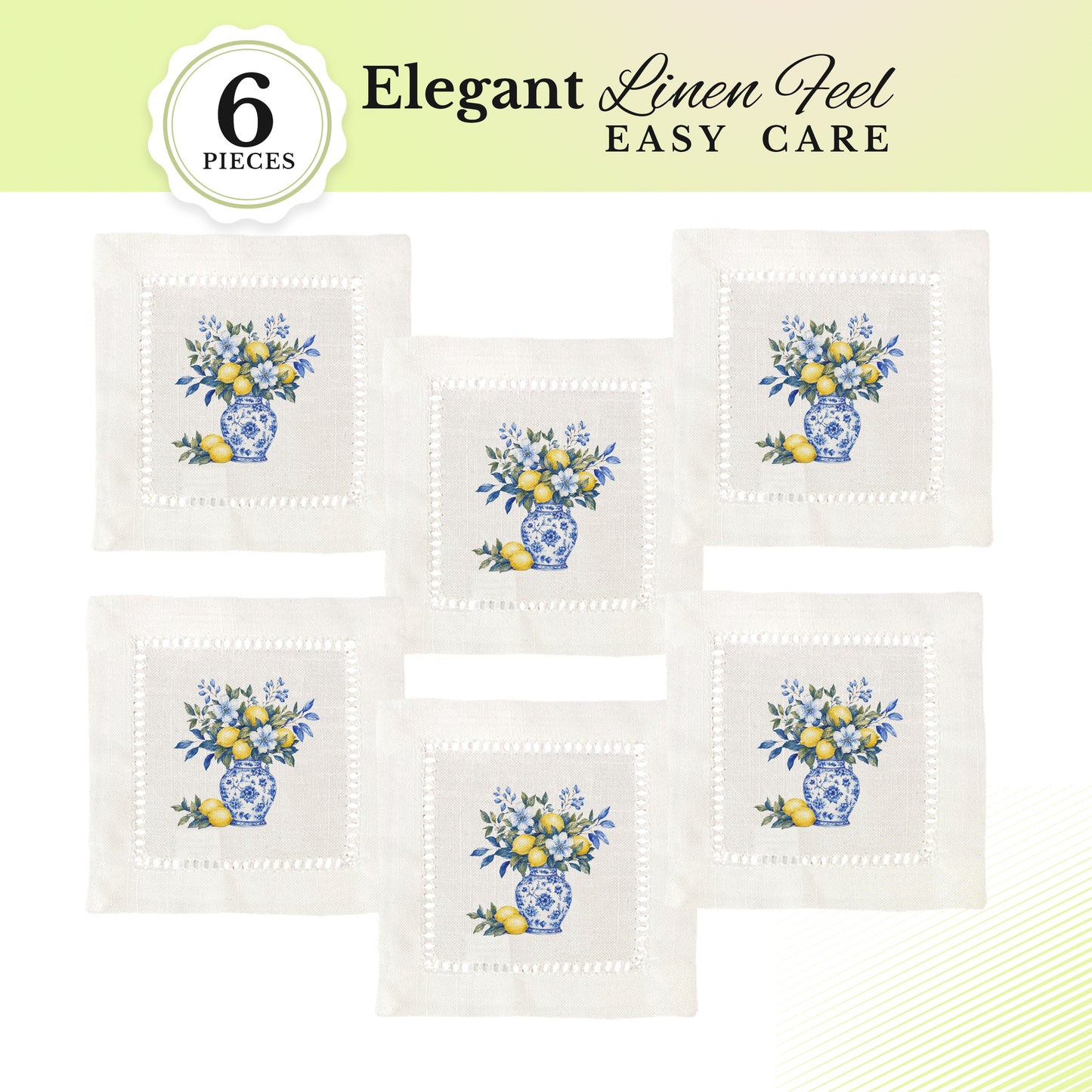 Chinoiserie Lemon Hemstitch Napkins