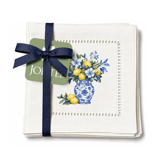 Chinoiserie Lemon Hemstitch Napkins