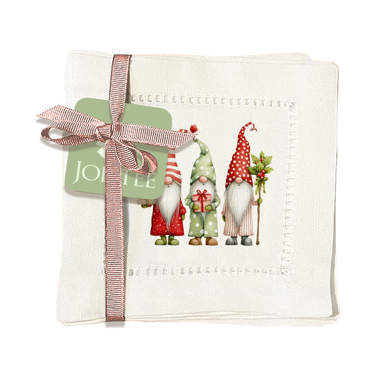 Christmas Gnomes Hemstitch Napkins