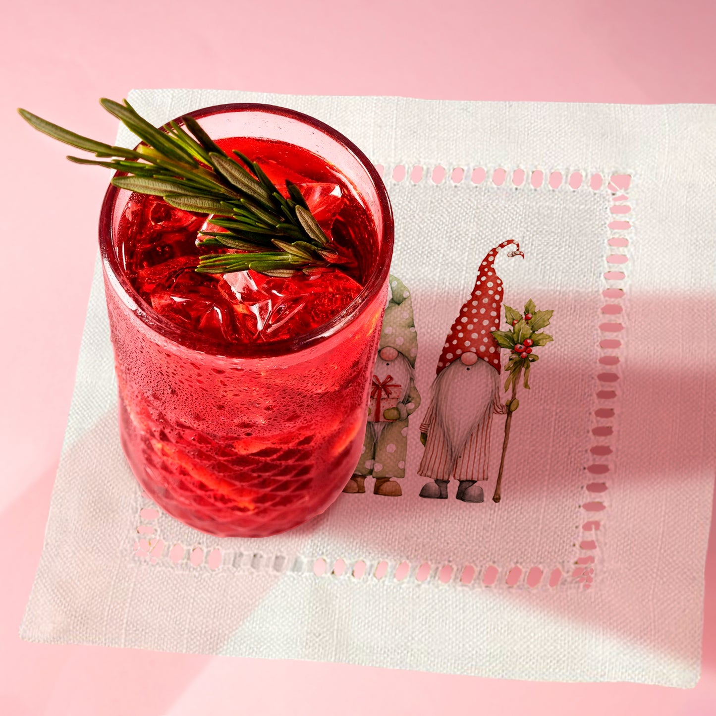Christmas Gnomes Hemstitch Napkins