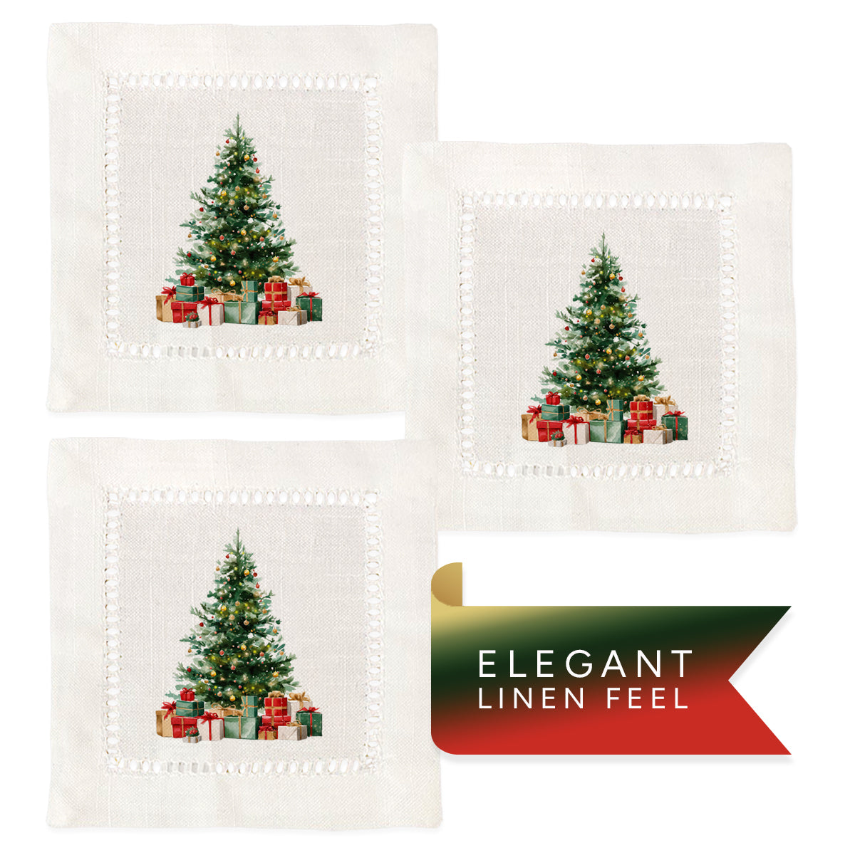 Christmas Tree Hemstitch Napkins