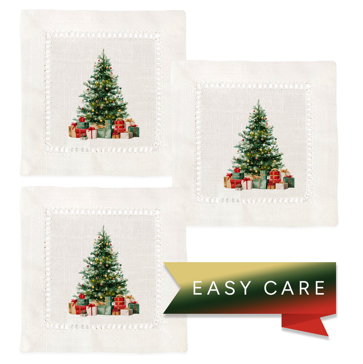 Christmas Tree Hemstitch Napkins