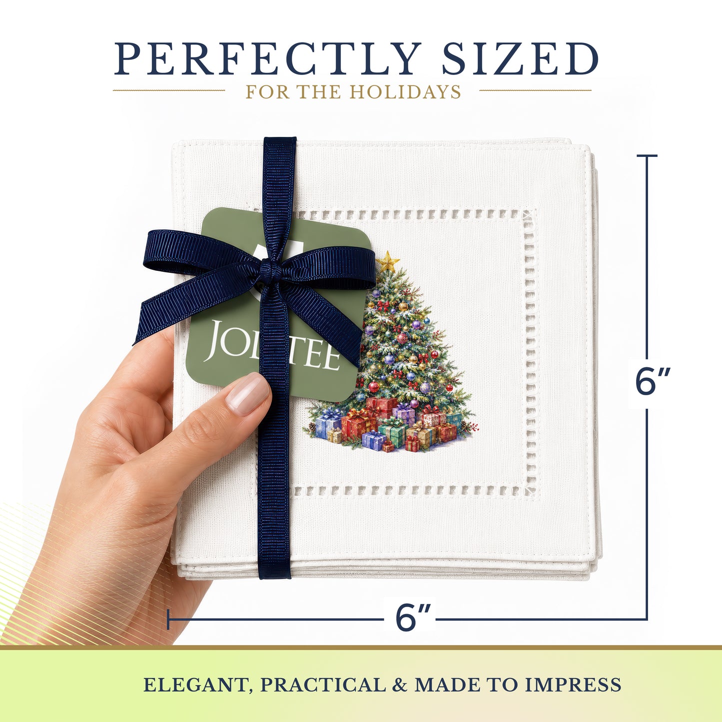Holiday Hostess Christmas Tree Hemstitch Napkins