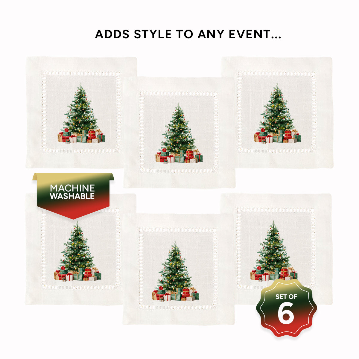 Christmas Tree Hemstitch Napkins