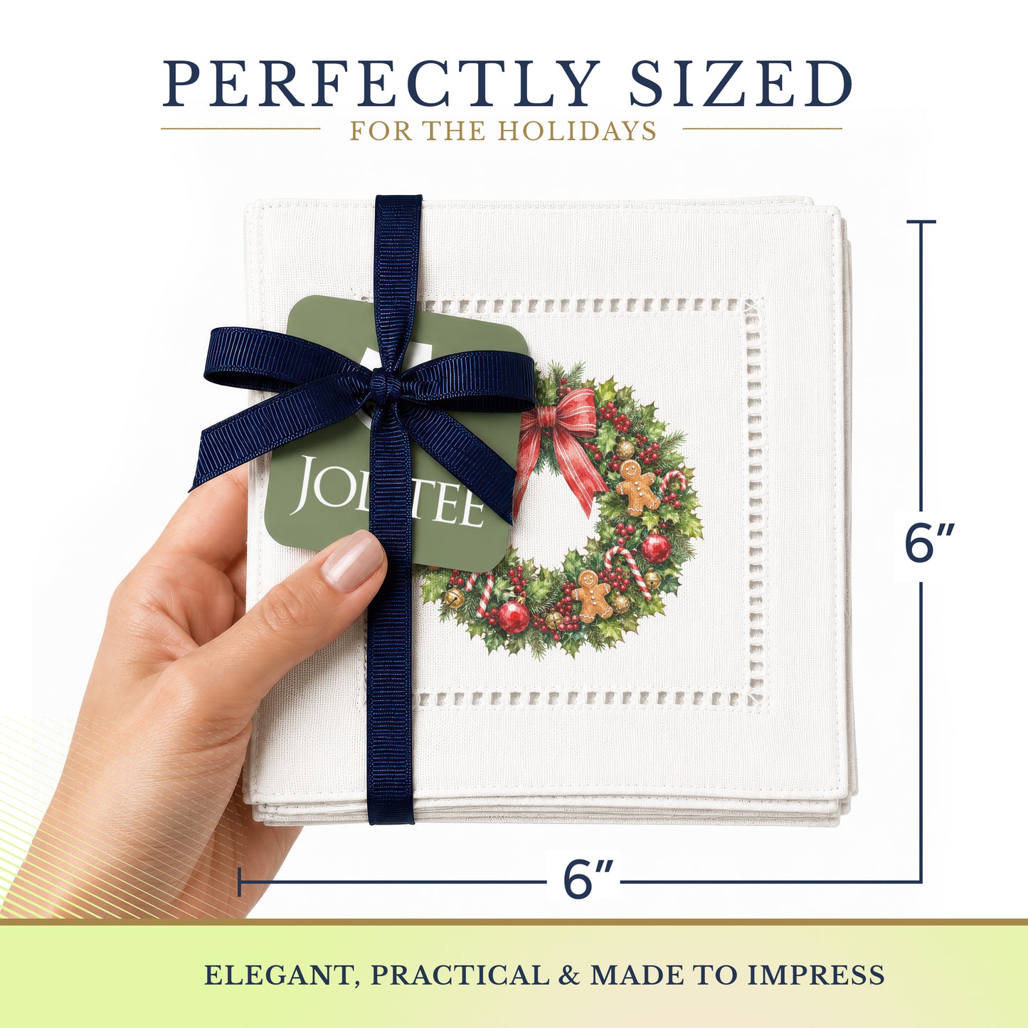 Holiday Hostess Christmas Wreath Hemstitch Napkins