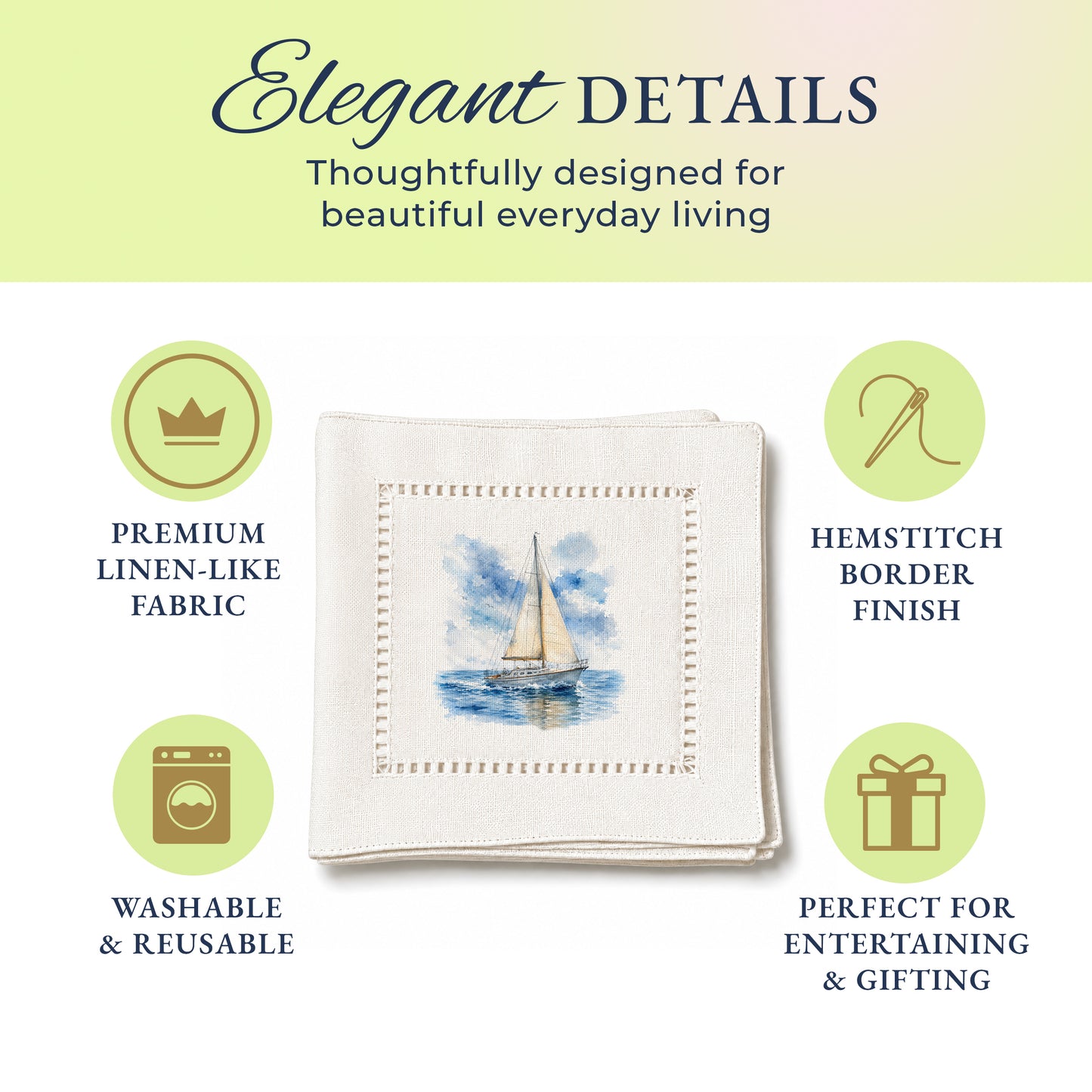 Sailboat Hemstitch Napkins