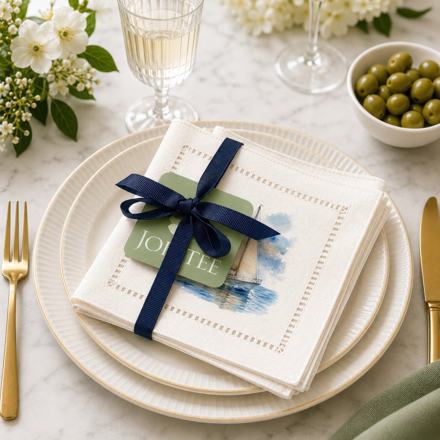 Sailboat Hemstitch Napkins