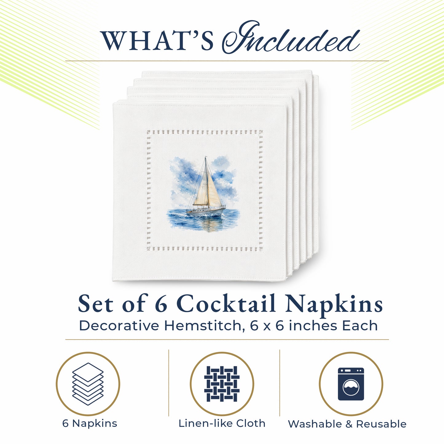 Sailboat Hemstitch Napkins