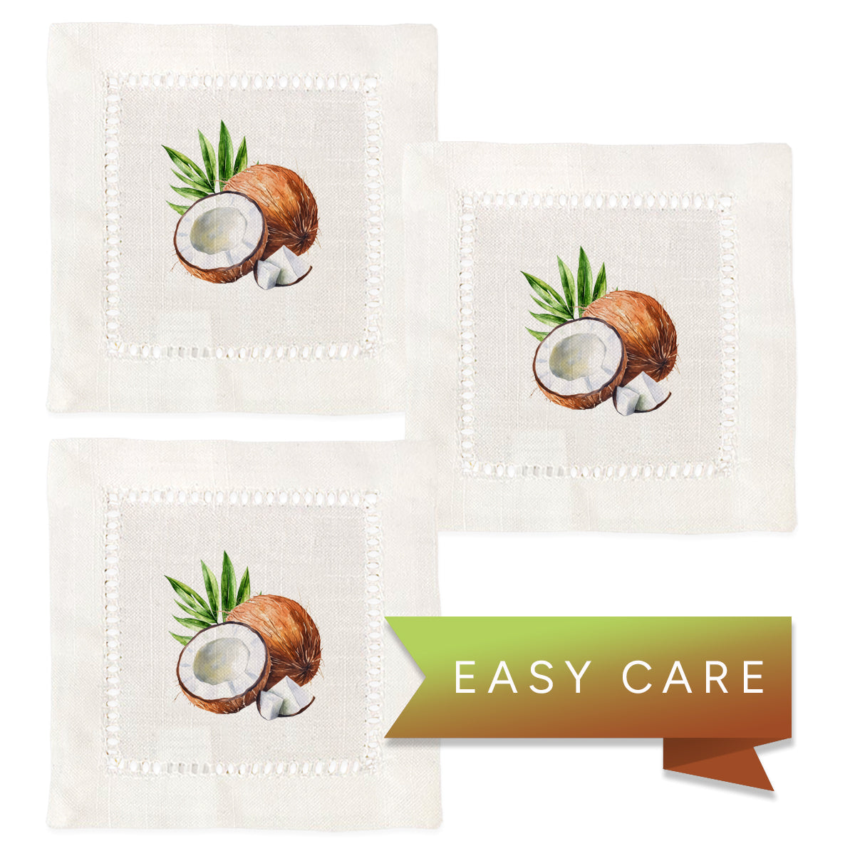 Coconut Fruit Hemstitch Napkins