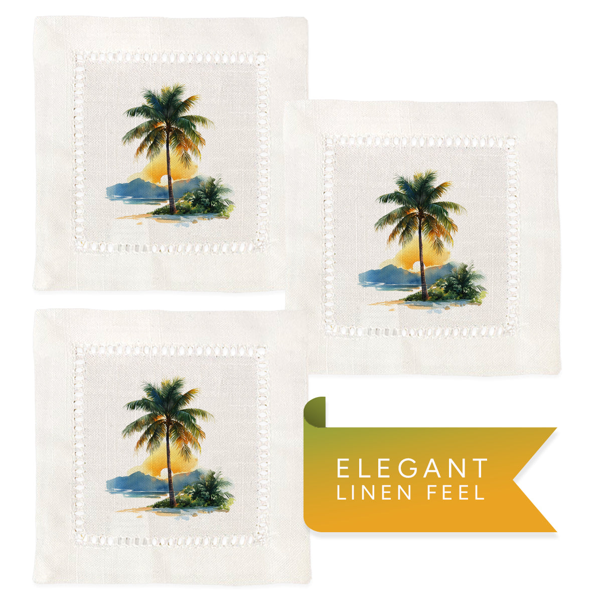 Coconut Tree Hemstitch Napkins