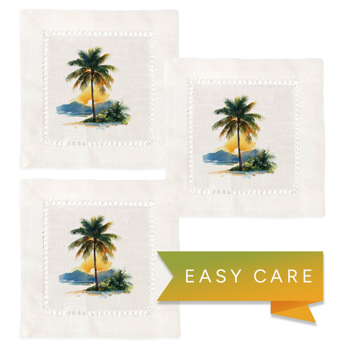 Coconut Tree Hemstitch Napkins