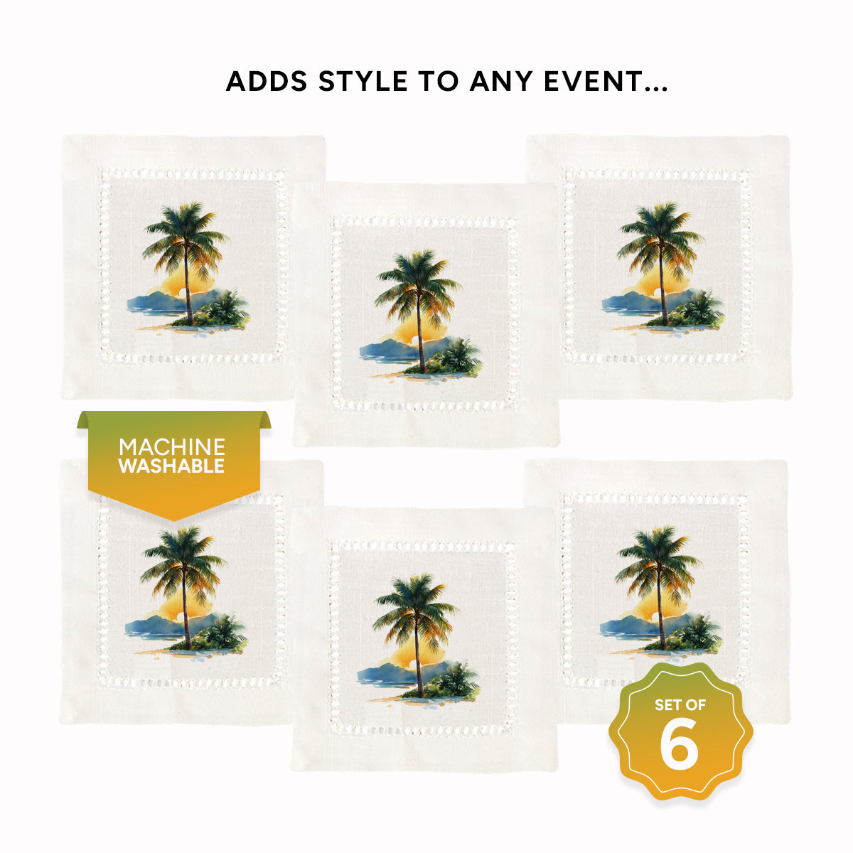 Coconut Tree Hemstitch Napkins