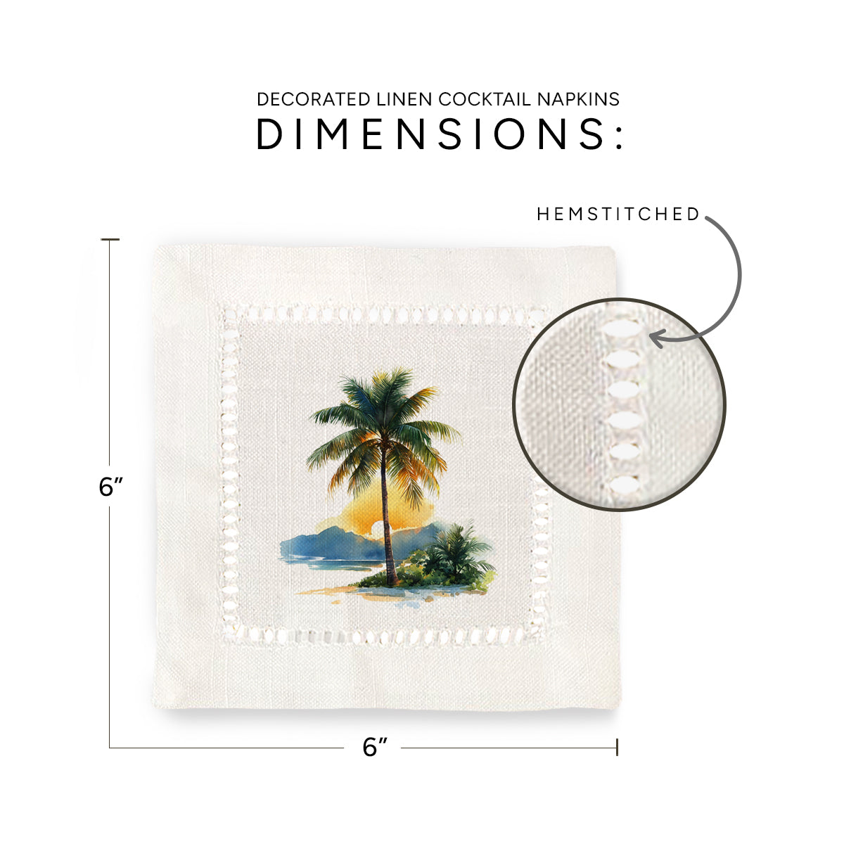 Coconut Tree Hemstitch Napkins