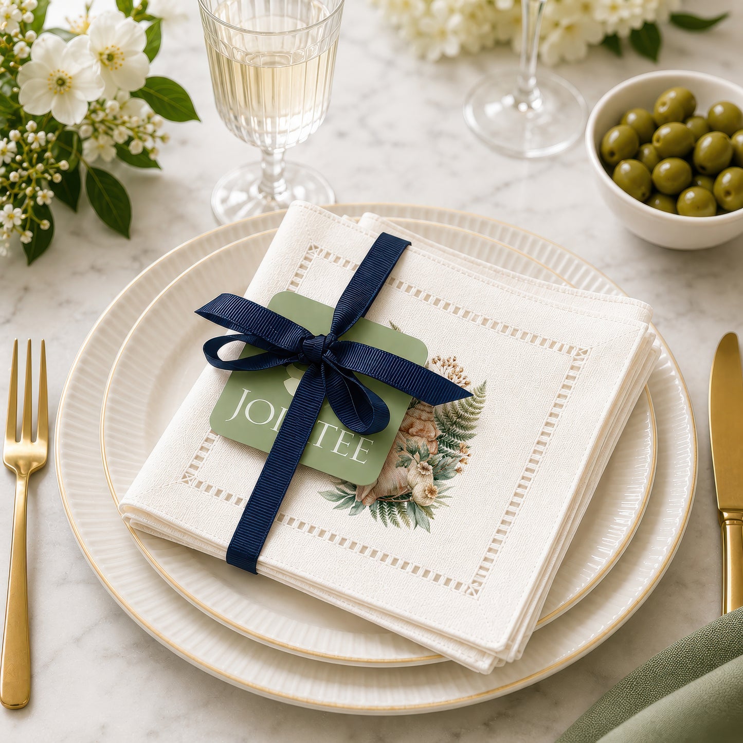 Conch Fern Hemstitch Napkins