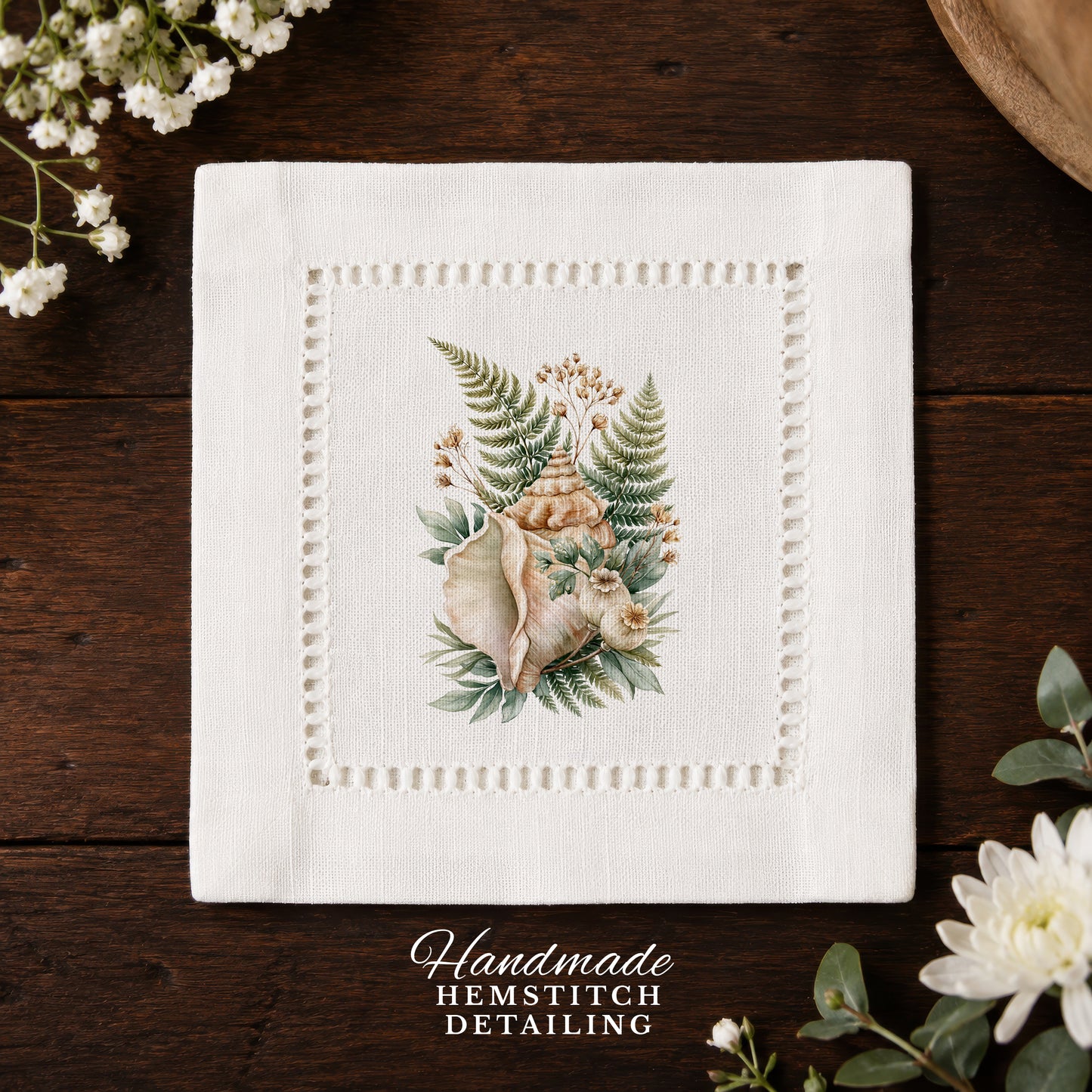 Conch Fern Hemstitch Napkins
