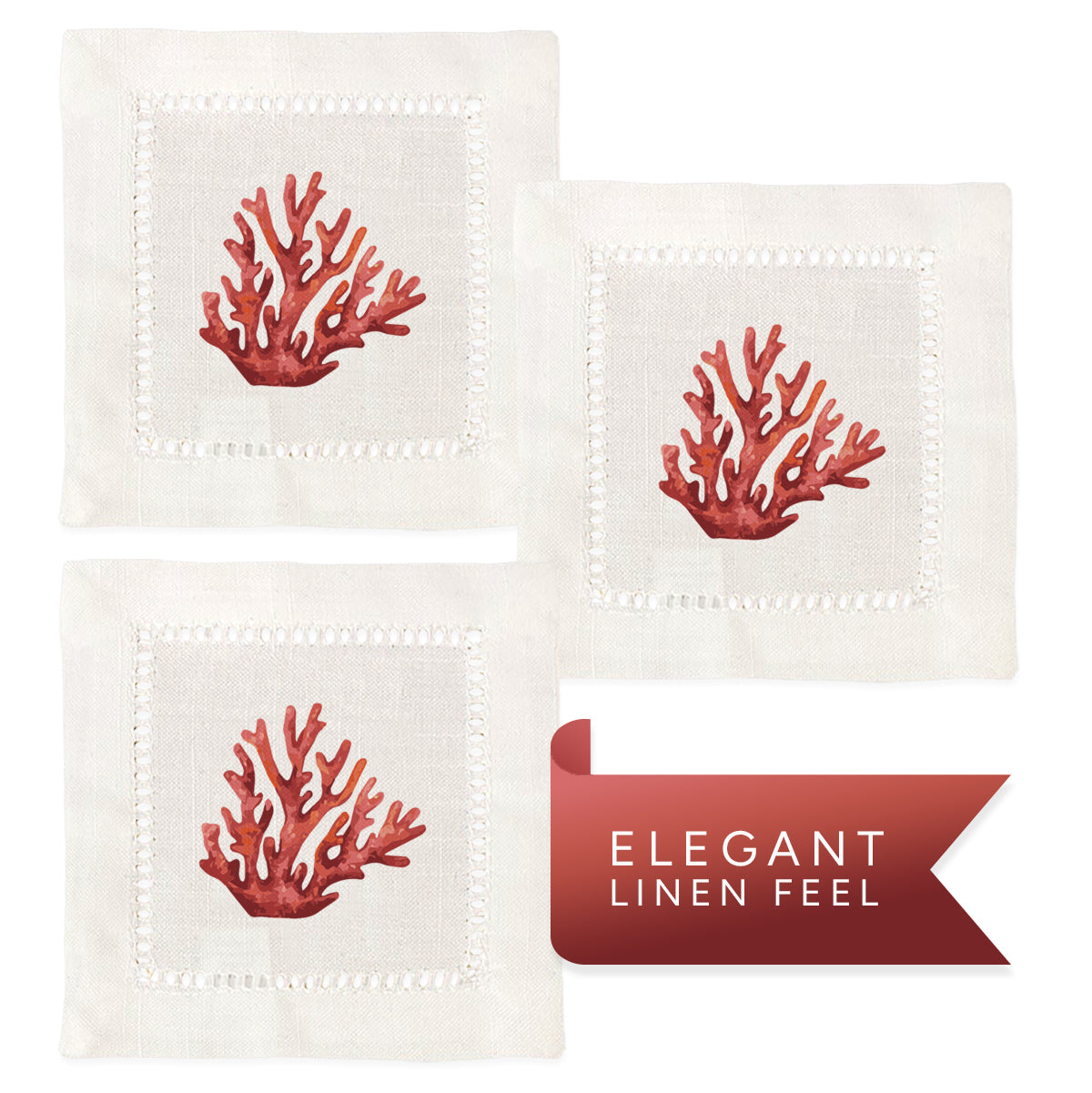 Coral Hemstitch Napkins