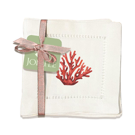 Coral Hemstitch Napkins