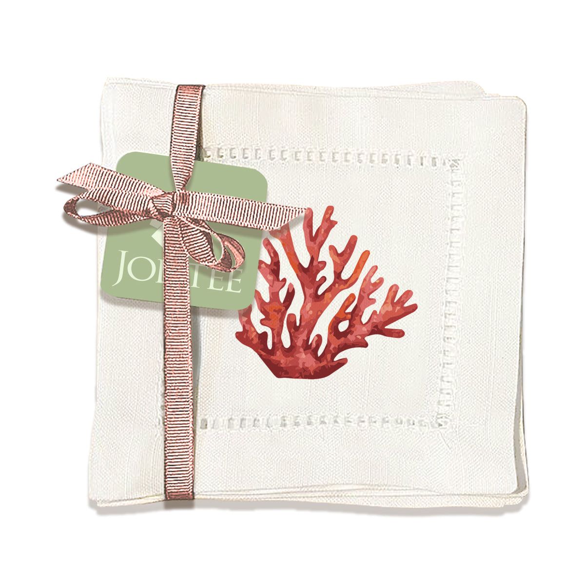 Coral Hemstitch Napkins