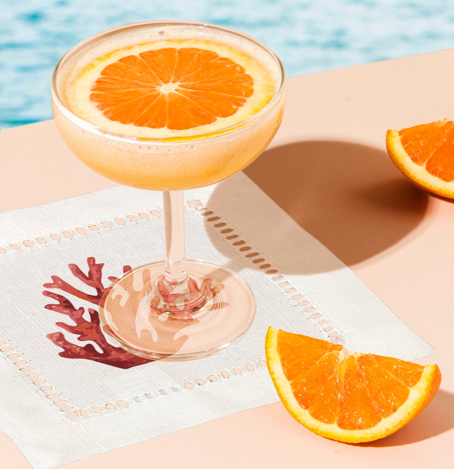 Coral Hemstitch Napkins