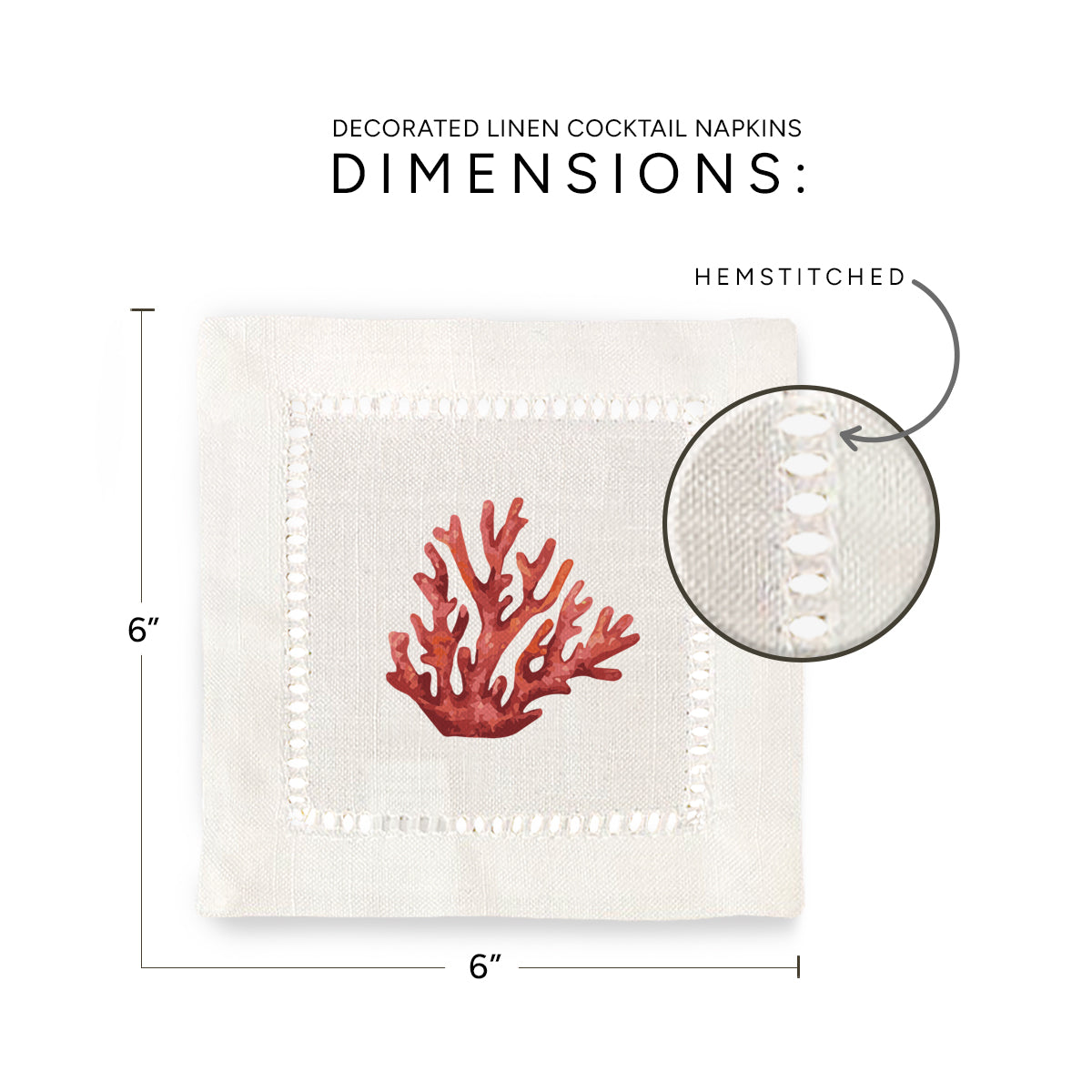 Coral Hemstitch Napkins