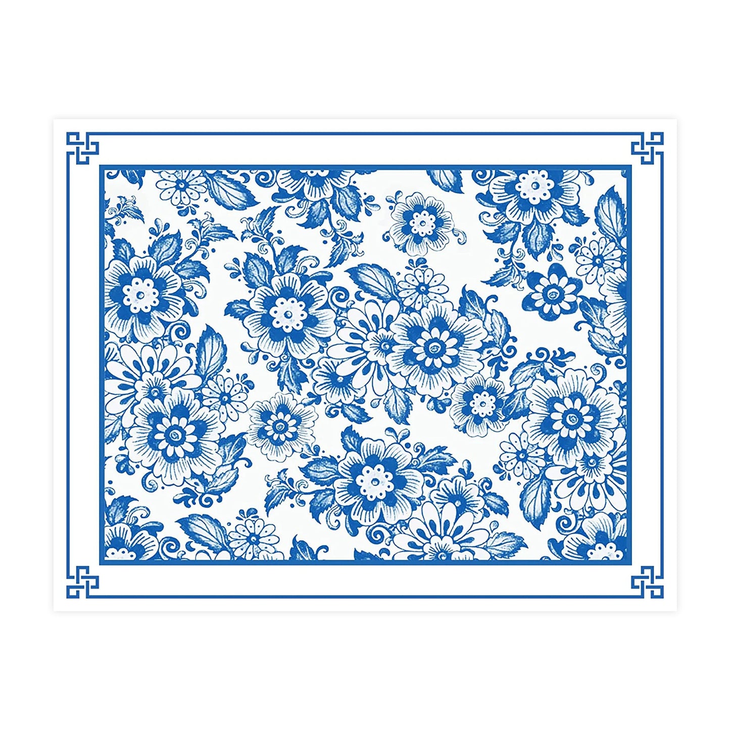 Blue and White Chinoiserie Paper Placemats Disposable Dining Paper Placemats Disposable 24pack One Time Use Placemats for Dining Table (Floral)