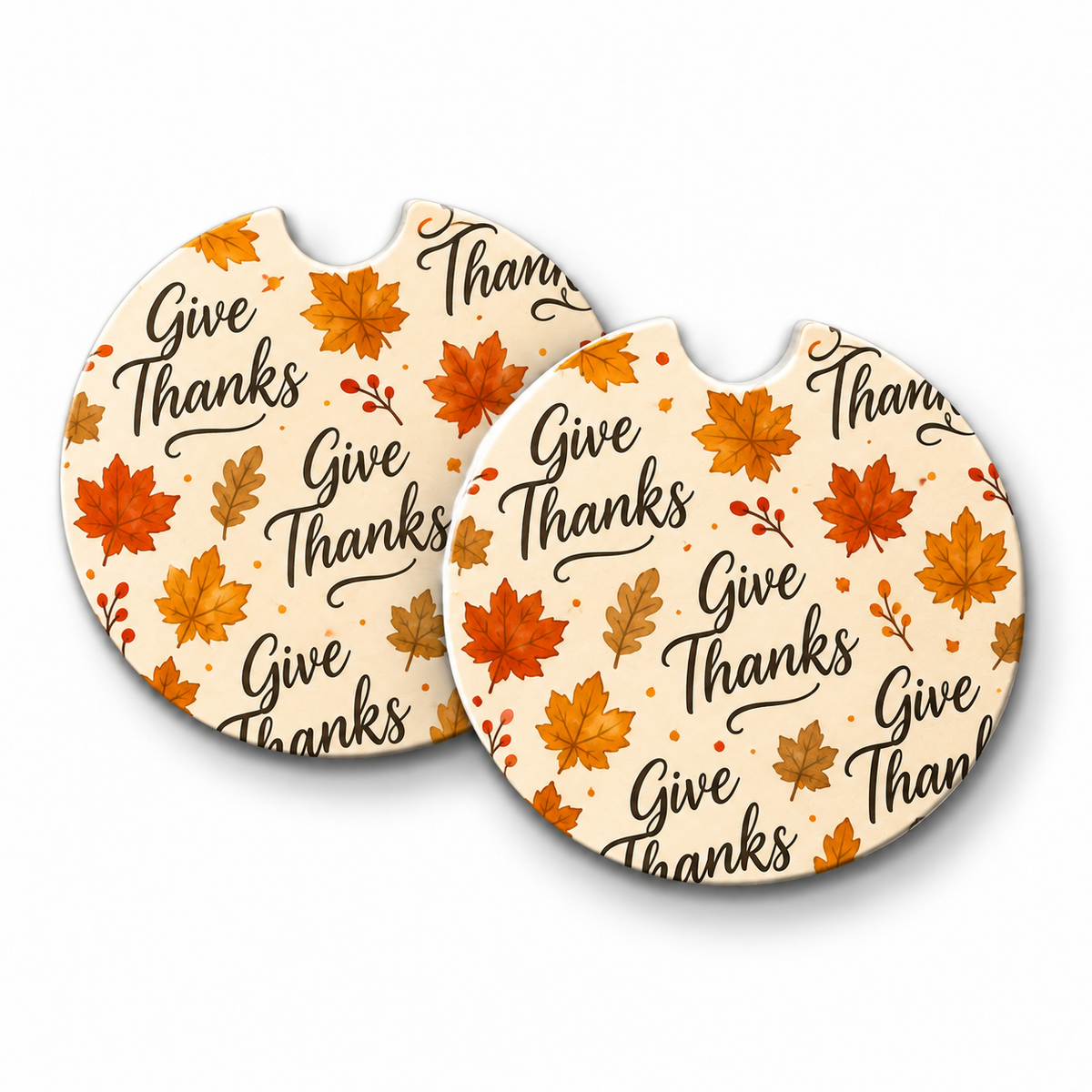 Jolitee Thanksgiving Car Coasters, Absorbent Neoprene Cup Holder