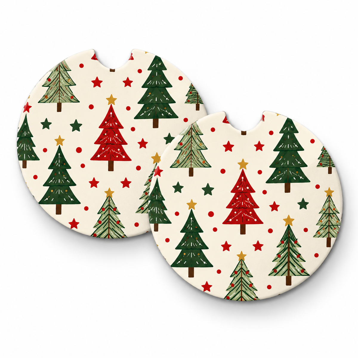Jolitee Christmas Car Coasters, Absorbent Neoprene Cup Holder